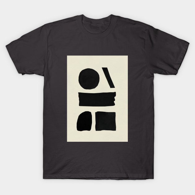 Black Paint Shapes T-Shirt by OZOROZO